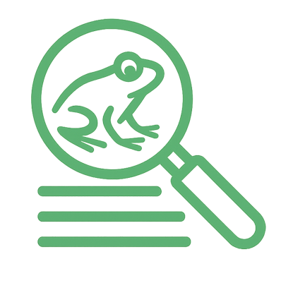 crawl-smarter2025 Green magnifying glass with a frog inside, symbolizing improved crawl efficiency and intelligent website indexing.
