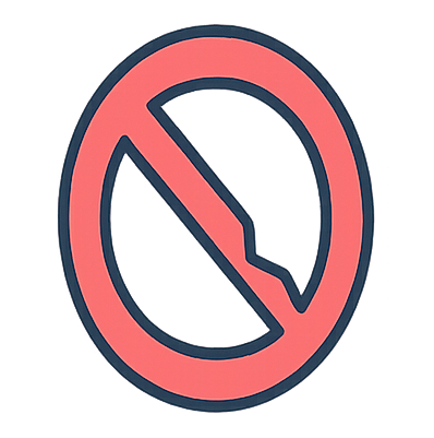 fix-whats-broken Red broken link icon with a prohibition symbol, representing the identification and fixing of SEO errors that hurt website rankings.