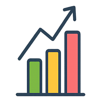 outrank-the-rest-icon Green upward-trending bar chart with a target symbol, representing competitor analysis and improved search engine rankings.